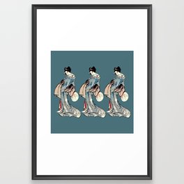 Three Little Maids Blue Framed Art Print