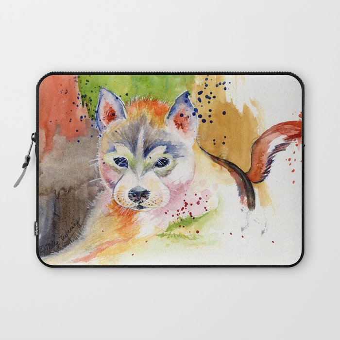 Little Wolf Watercolor  Laptop Sleeve