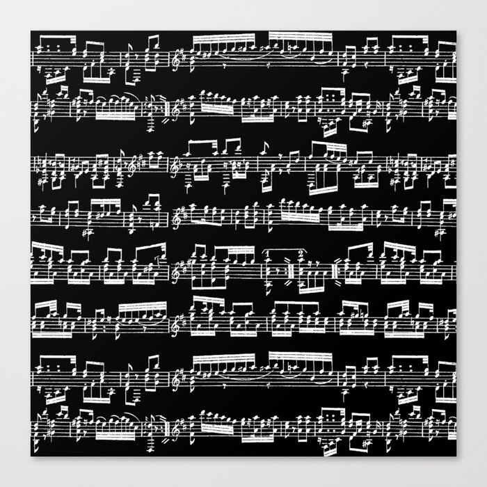 Sheet Music // Black Canvas Print
