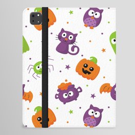 Halloween Seamless Pattern with Funny Spooky on White Background iPad Folio Case