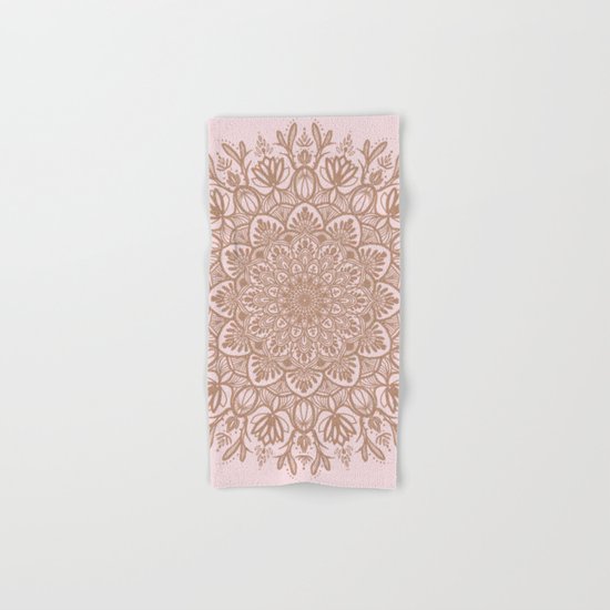 BEIGE GOLD GLITTER MANDALA Hand & Bath Towel