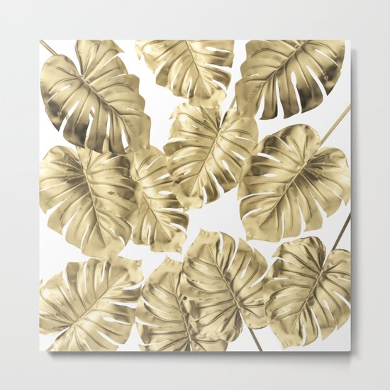 Gold Monstera Metal Print