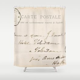 Old, Post Card, French, Paris, Vintage, Retro, Card. Vintage. Retro. Illustration.  Shower Curtain