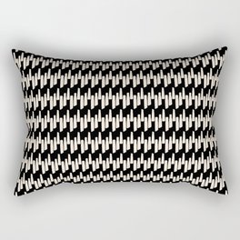 Modern Ink Weave Ikat Mudcloth Pattern in Black and Almond Cream Rectangular Pillow