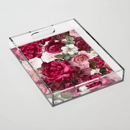 Antique Floral Colorful Pattern Acrylic Tray