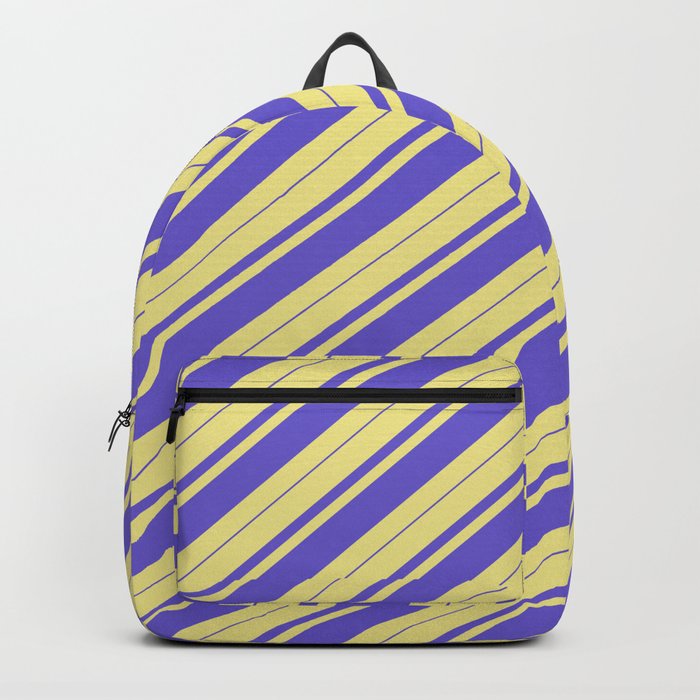 Tan & Slate Blue Colored Stripes Pattern Backpack