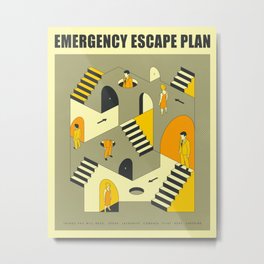 EMERGENCY ESCAPE PLAN 3 Metal Print | Graphicdesign, Pop Art, Jazzberryblue, Surrealgeometry, Surrealabstractart, Digital, Abstract, Surrealgeometric, Architecture, Surrealarchitecture 