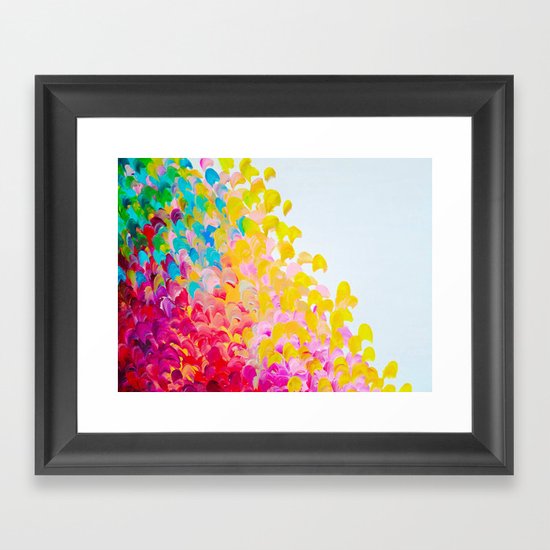 CREATION IN COLOR - Vibrant Bright Bold Colorful Abstract Painting Cheerful Fun Ocean Autumn Waves Framed Art Print