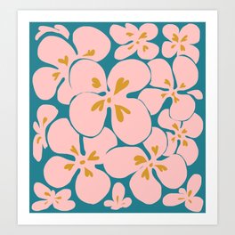 Abstraction_FLORAL_FLOWERS_PINK_BLOOM_BLOSSOM_POP_ART_0417A Art Print