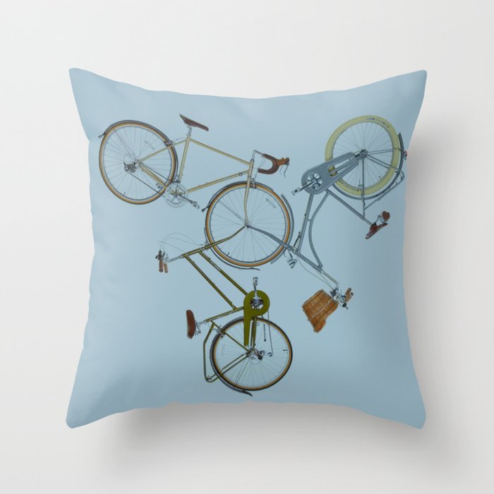 3 bikes Throw Pillow