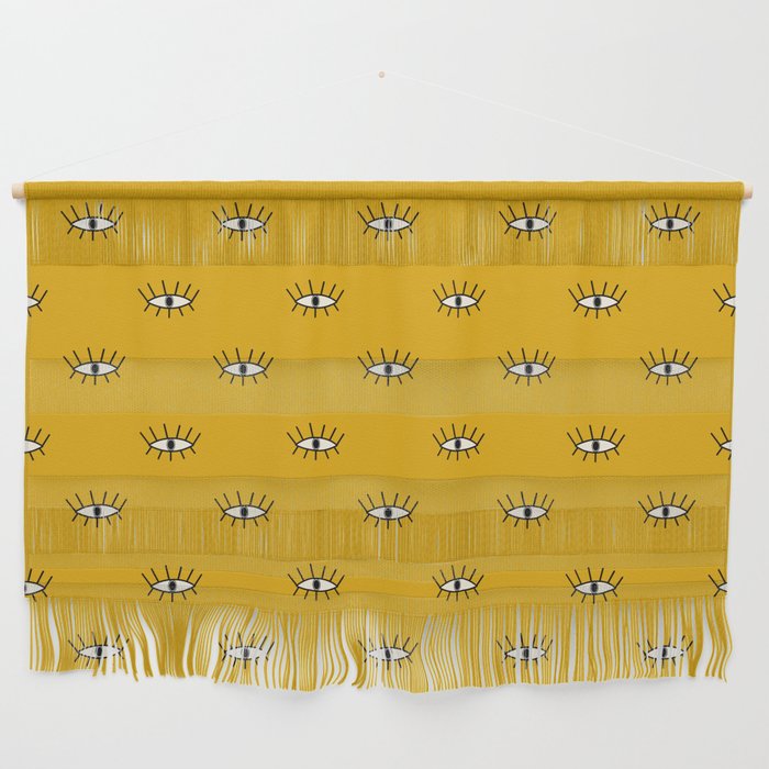 Yellow modern eyes pattern Wall Hanging