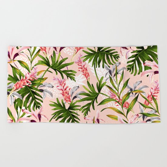 Tropical nature pattern Beach Towel
