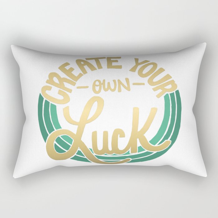 Create Your Own Luck with Gold and Green Rectangular Pillow