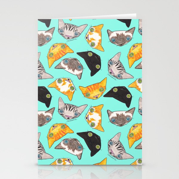 "Oro?" Cats-Turquoise Stationery Cards