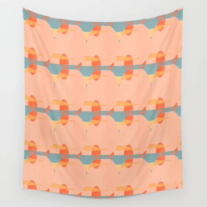 Sunset Boats Pattern Wall Tapestry