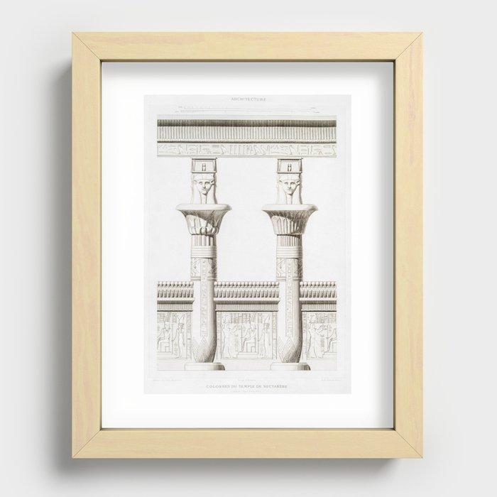 Columns of the Temple of Nectanebo from Histoire de l'art égyptien (1878) by Émile Prisse d'Avennes. Recessed Framed Print