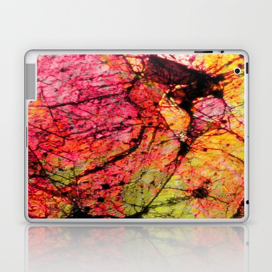 Conflict - textured abstract in pink, black and yellow Laptop & iPad Skin