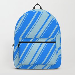 [ Thumbnail: Blue & Light Blue Colored Lines/Stripes Pattern Backpack ]