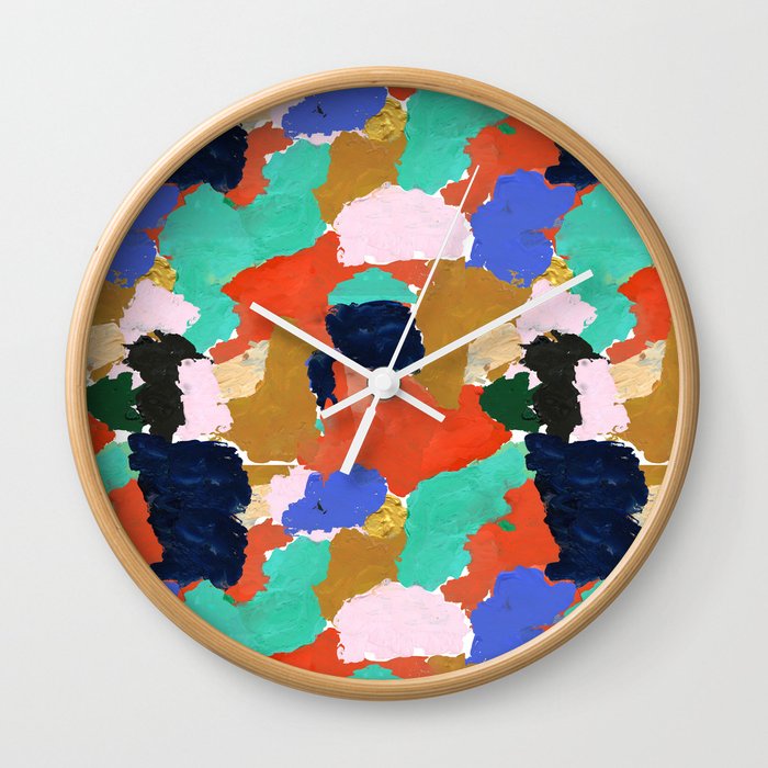 Kara Paint Palette Abstract Minimal Modern Art Bright Colorful Boho Urban Painting College Dorm Wall Clock By Charlottewinter Society6