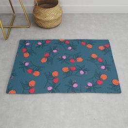 Orange Branches Pattern, Teal Area & Throw Rug