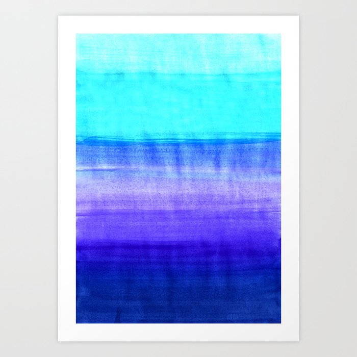 Ocean Horizon - cobalt blue, purple & mint watercolor abstract Art Print