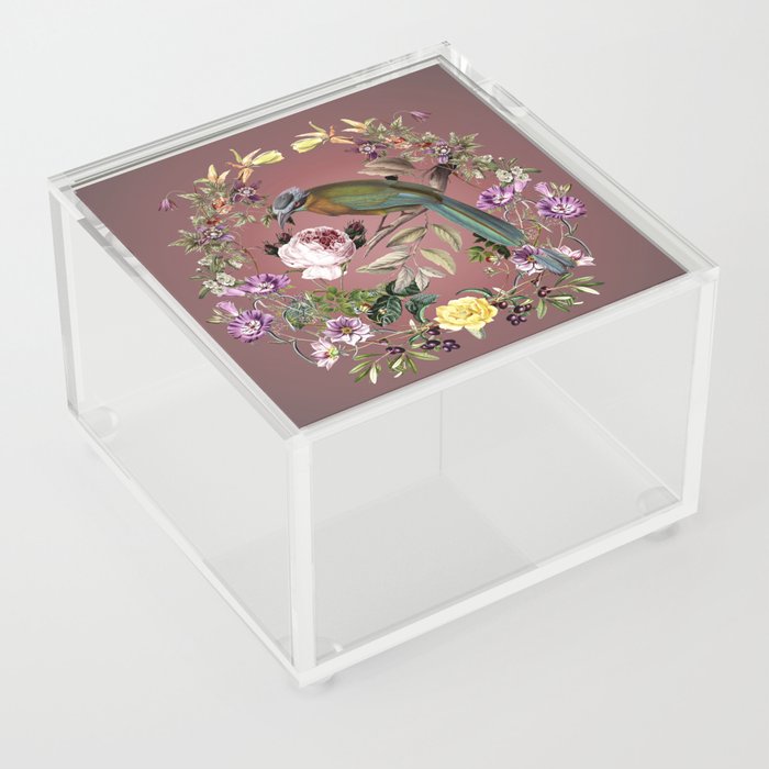 Exotic Bird Garden at Midnight Acrylic Box