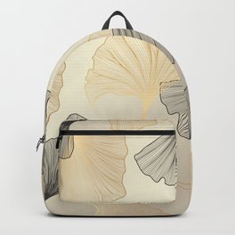 Abstract pattern with Luxury gold Ginkgo. Exotic botanical design, elegent, luxury, golden, sparkle, glitter background Backpack