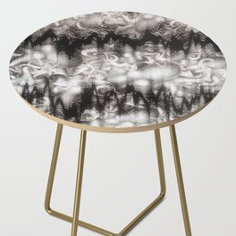 White Glitch Distortion Side Table