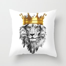 lion with a crown power king Throw Pillow