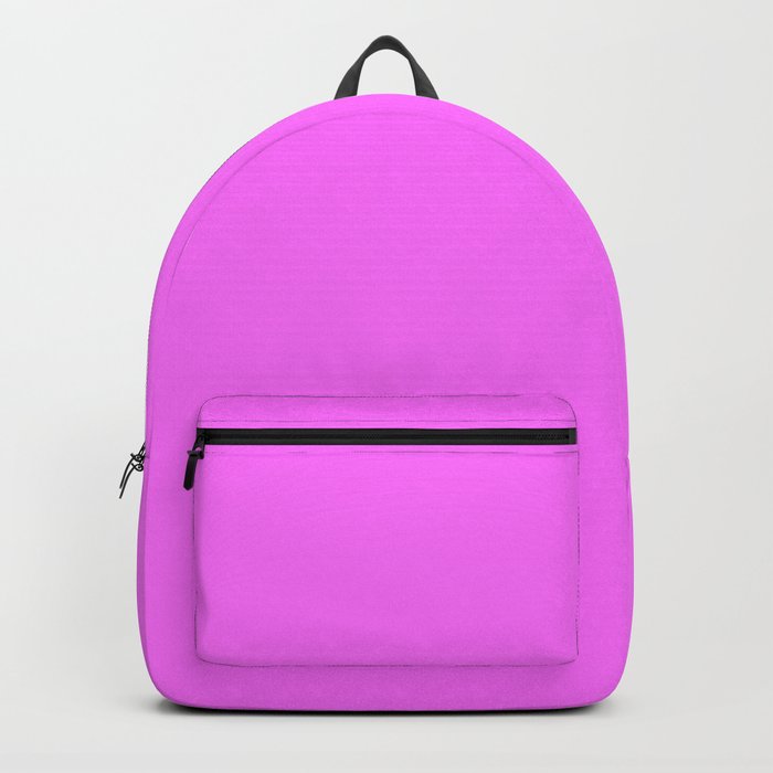 Ultra Pink Purple Solid Color Popular Hues Patternless Shades of Magenta Collection Hex #ff6fff Backpack