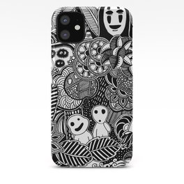 Ghibli  inspired black and white doodle art iPhone Case