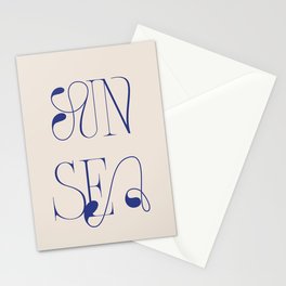 Sun Sea Typography | Summer Saying | Blue Sun Quote Stationery Card