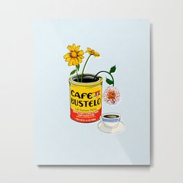 El Cafe - coffee loteria card without text / blue Metal Print