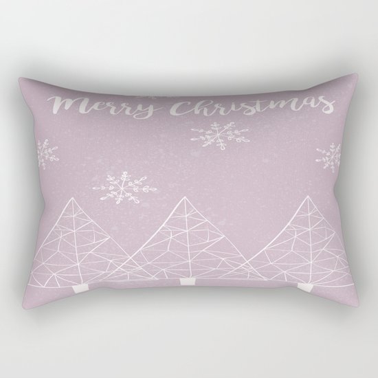Merry Christmas Pink Rectangular Pillow