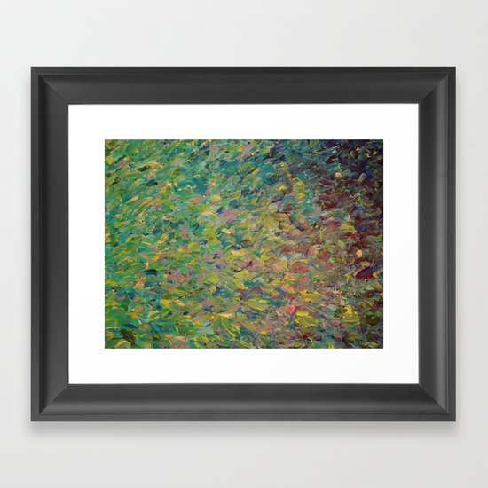 FIELDS OF BLUE - WOW Modern Abstract Shades of Blue and Green in Nature Theme Grass Waves Framed Art Print