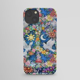 Watercolor Floral PEACE Sign illustration iPhone Case