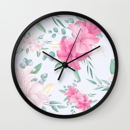 Pink Lillies Wall Clock