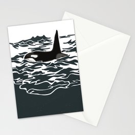 Orca in the waves Stationery Cards