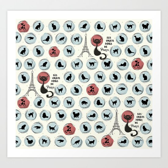 Paris and Cats Art Print