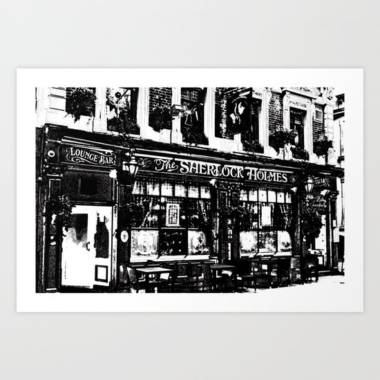 Sherlock Holmes Pub Sketch Art Print