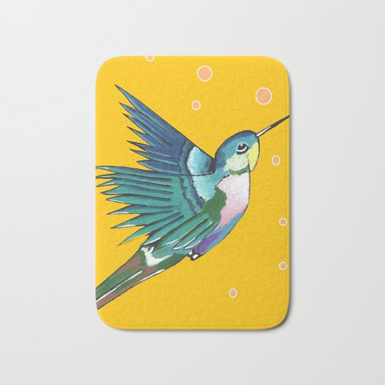 Hummingbird Yellow Bath Mat