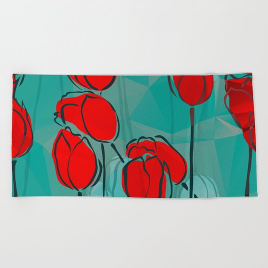 Abstract Tulips Beach Towel