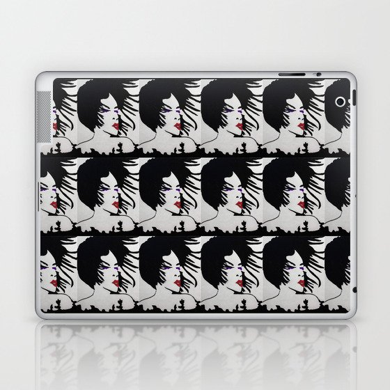 Glamour Vibe Red Lips and Purple Eyes Portrait Silhouette Laptop & iPad Skin
