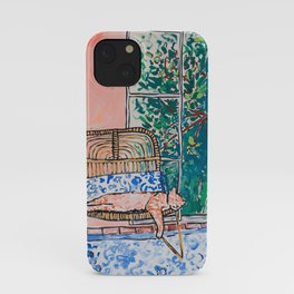 Napping Ginger Cat in Pink Jungle Garden Room iPhone Case