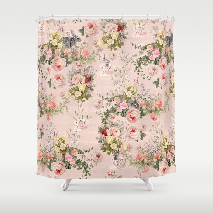 Pardon Me There's a Bunny in Your Tea Shower Curtain