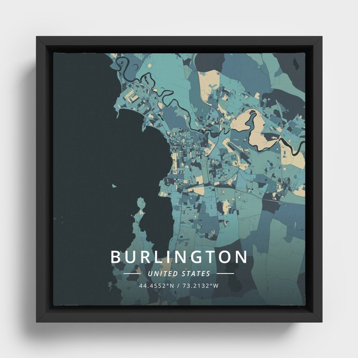Burlington, United States - Cream Blue Framed Canvas