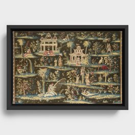 Antique 18th Century Chinoiserie Landscape Tapestry Framed Canvas