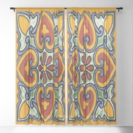 Flor TILE Talavera yellow hearts mexican authentic decoration Sheer Curtain