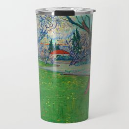 Orchards in Blossom, View of Arles, 1889 by Vincent van Gogh Travel Mug