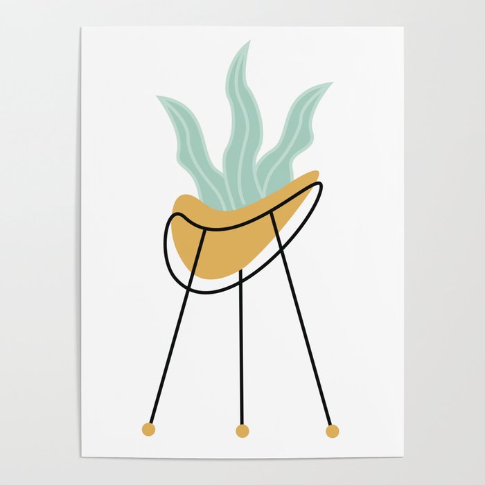 Mid Century Modern Succulent Plant Poster